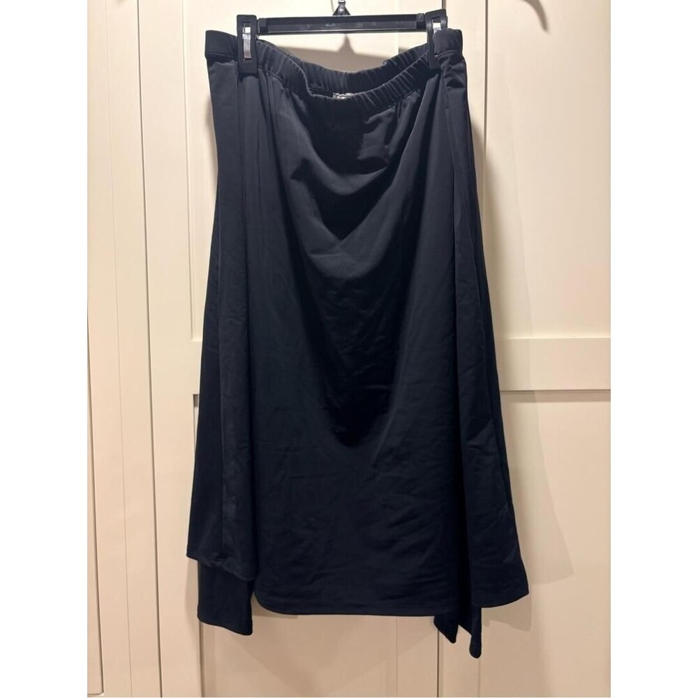 Women's Black Elastic-Waist A-Line Skirt